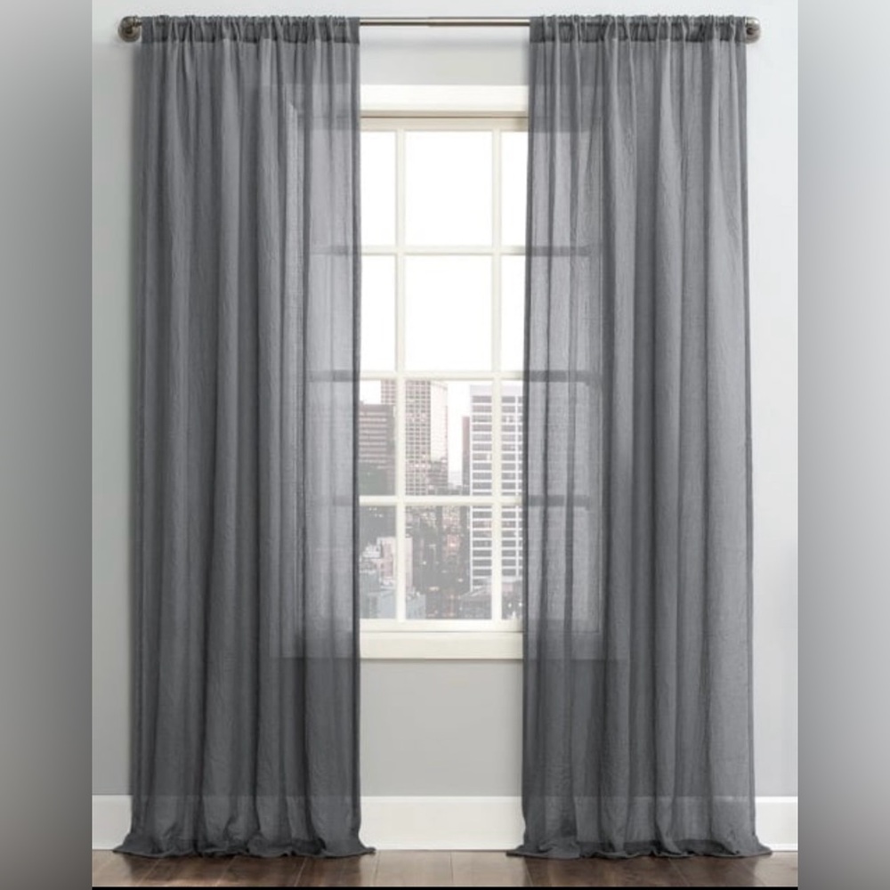 Sheer Window Curtain Panels - Gray 2  50x84”